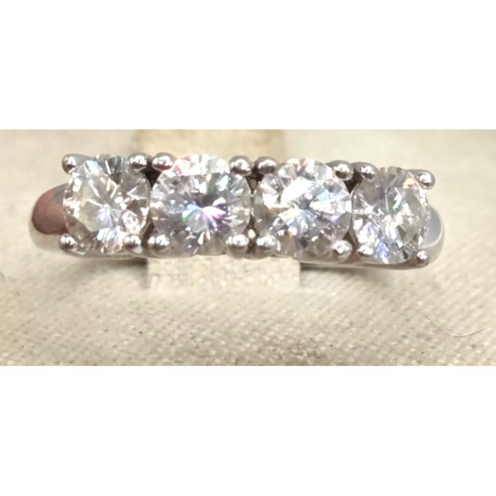 Sterling Silver 925 Four-Stone Round Cubic Zirconia Ring 220$
